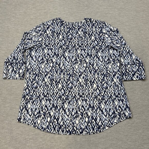 Relativity Womens Multicolor Geometric Tunic Blouse 3/4 Sleeve Blue Plus Size 1X - Picture 4 of 14